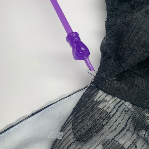 Black Mesh Gothic Baby Doll Dress with Butterflies and Puffed Sleeves - Picture 7 of 10